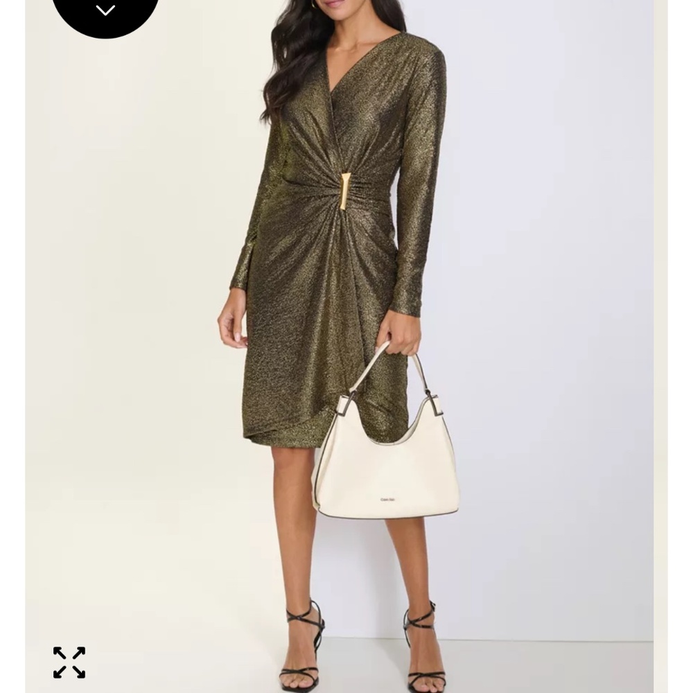 Calvin Klein Women's Gold Long Sleeve Dress